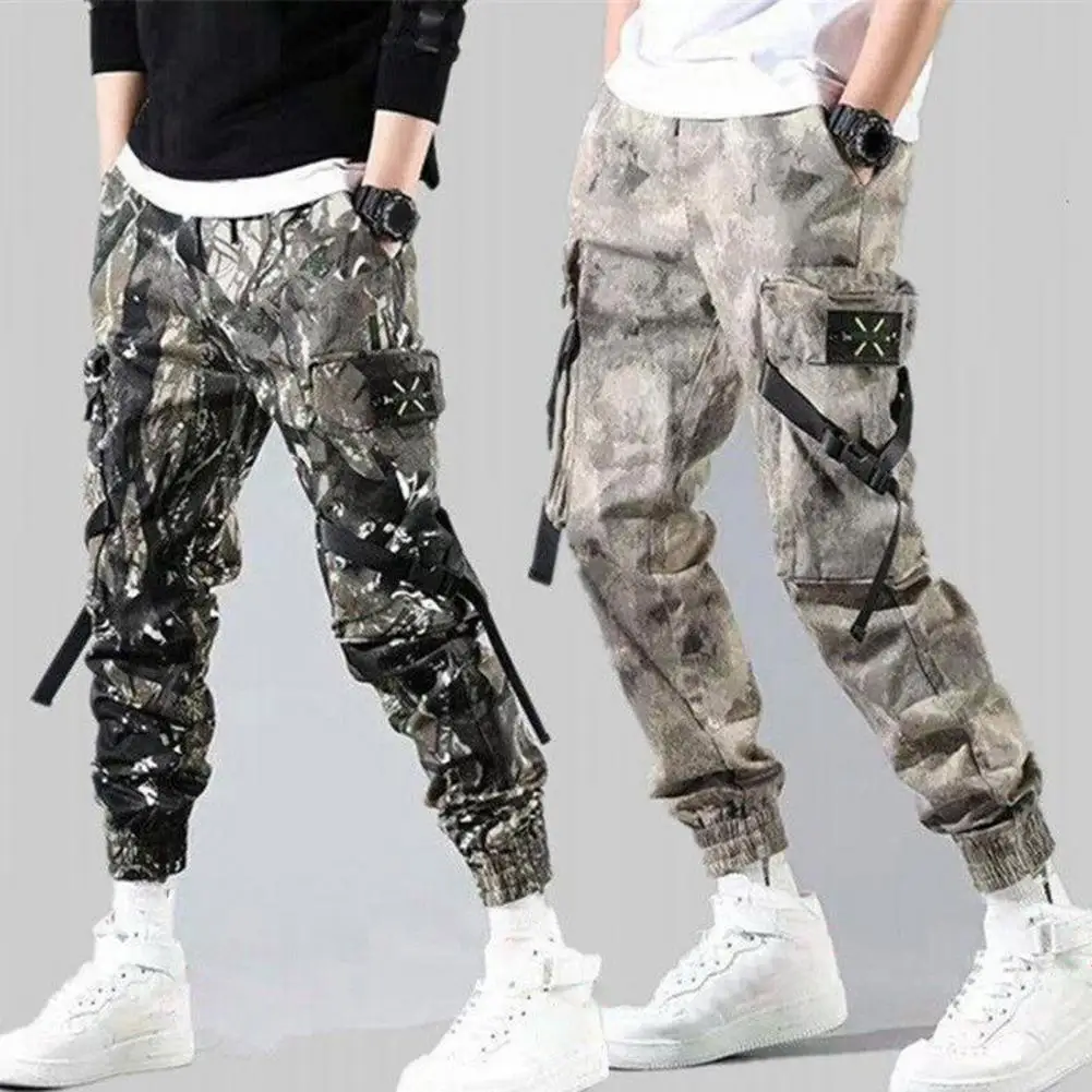 

Joggers Pants Cargo Pants Camouflage Multi Pockets Ribbons Harem Pants 2022 Hip Hop Casual Pockets Ankle Tied Harajuku Trousers