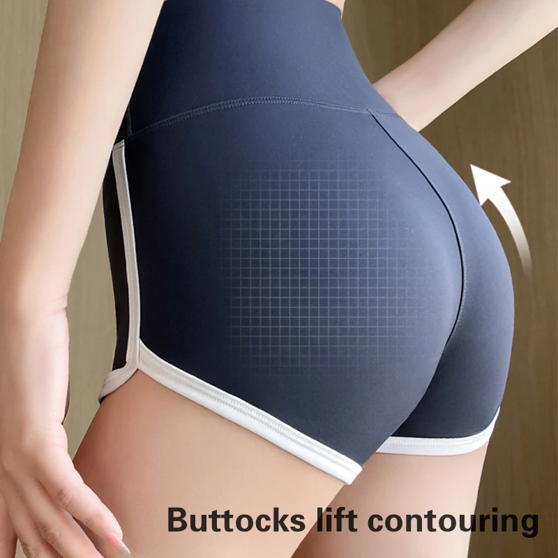 Thin Ice Silk Panelled Contrast Shorts for Women, Running Sweatpants, Hip Lifting, Slimming Beach Pants, Yoga Leggings, Summer 3