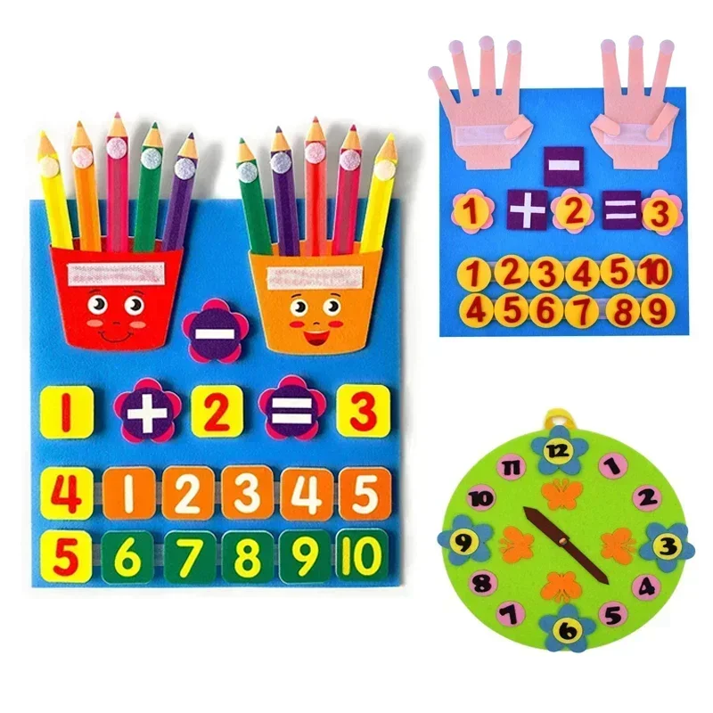 Math Toys Learning Puzzle Toys Teaching Aids Toys Kid Montessori Toys Felt Finger Numbers Math Toy Children Counting Early Learning Toddlers Intelligence Development
