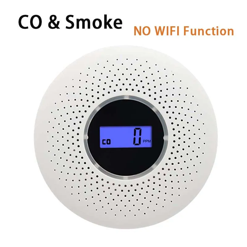 Smoke Sensor Carbon Monoxide Detector Fire Alarm Tuya Smart App Remote Control 80 DB Built in Siren Auto-Check & Silence Button signal light Alarms & Sensors