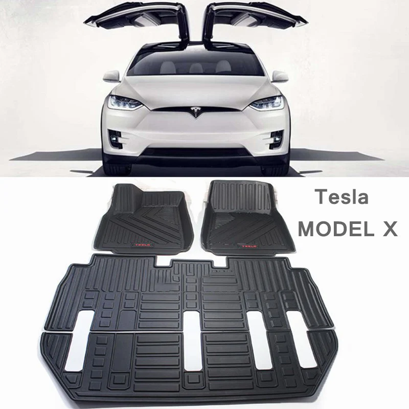 Misura Per Tesla Model X 6 7Seat Car Carpet Model X Tappetini Da Pavimento Set Completo Trim Per Adattarsi A Tesla Model X Tappetini Impermeabili