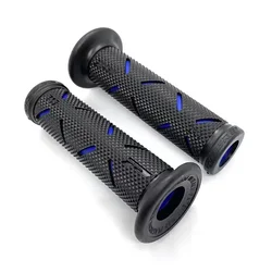 Premium Motorcycle Handlebar Grips - Ergonomic Design and Superior Comfort (Blue)