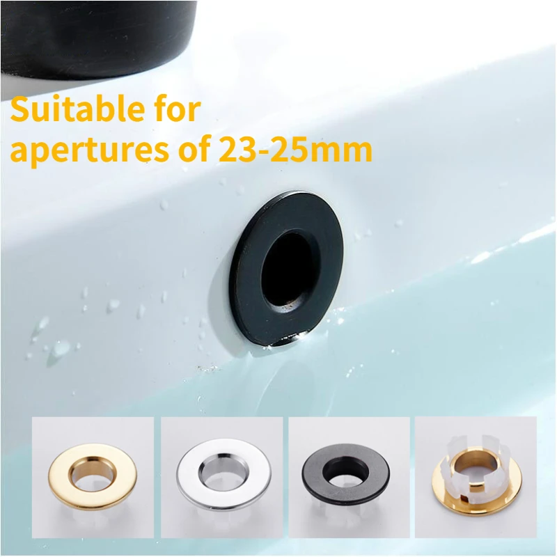 Sink overflow cover Overflow Cover Black Silver Gold Vintage Bronze Brass Bathroom Basin Faucet Sink Six-foot Ring Insert Replacement