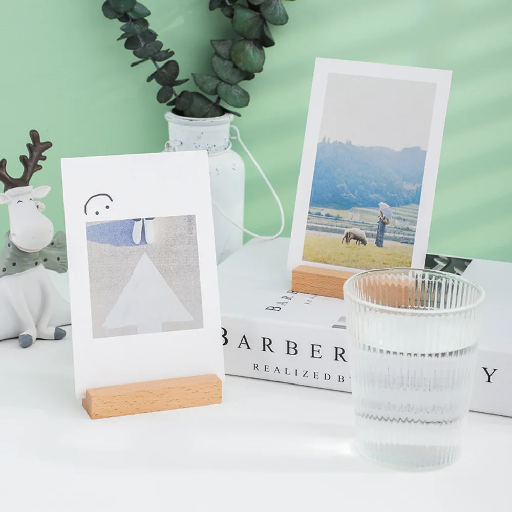 1 Pcs Natural Wooden Place Card Holders Stand Card Photo Clip Holder Wedding Decorations Party Table Number Name Sign
