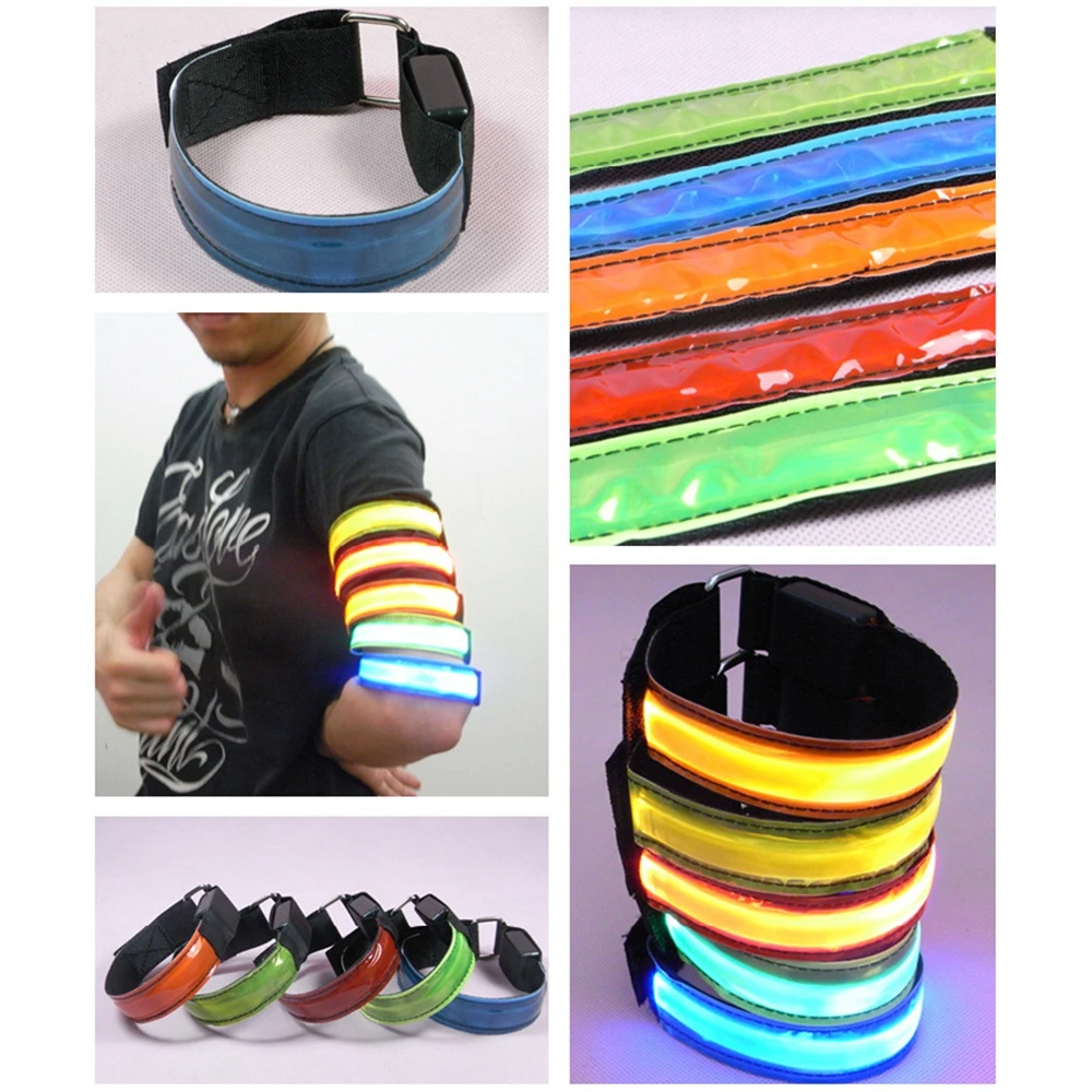 Reflective Strip Running Light LED Bracelet Outdoor Sports Night Running Armband Flashing Luminous Wristband Belt Cycling Light