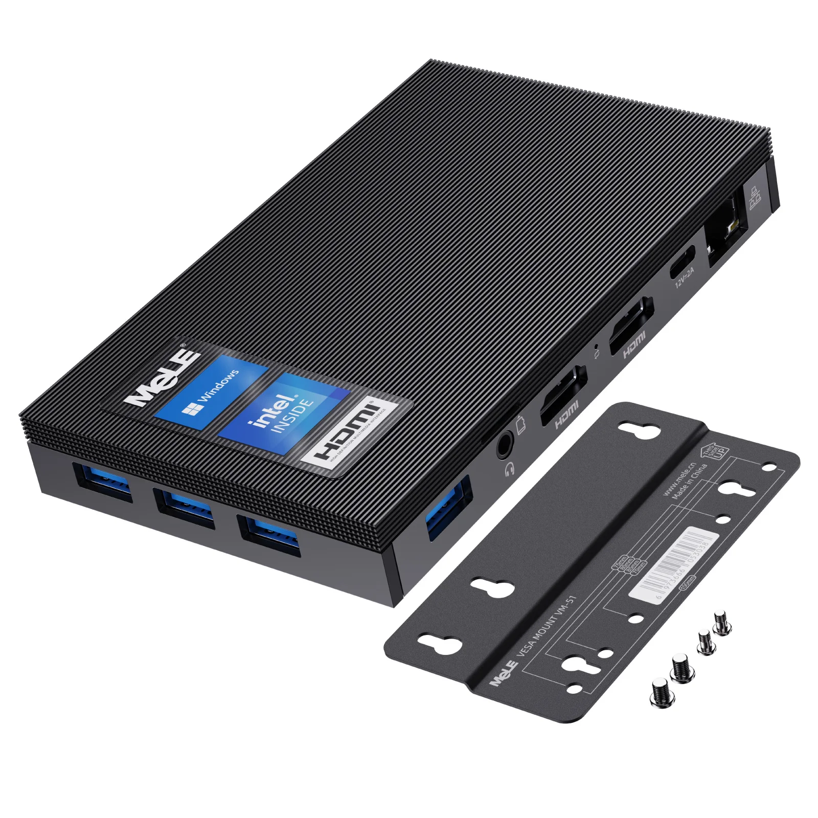 

MeLE Quieter3Q Slim Fanless Mini PC N5105 Windows 11 Pro 8GB 128GB 256GB Industrial IoT Computer Dual HDMI 4K, WiFi6 Gigabit PXE