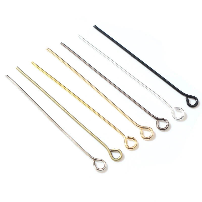 200pcs/bag 16 20 25 30 35 40 45 50mm Eye Head Pins Classic 7 colors Plated Eye Pins For Jewelry Findings Making DIY Supplies 20pcs 50mm antique silver flower head pins for jewelry making diy beads ball pins needles findings women jewelry accessories