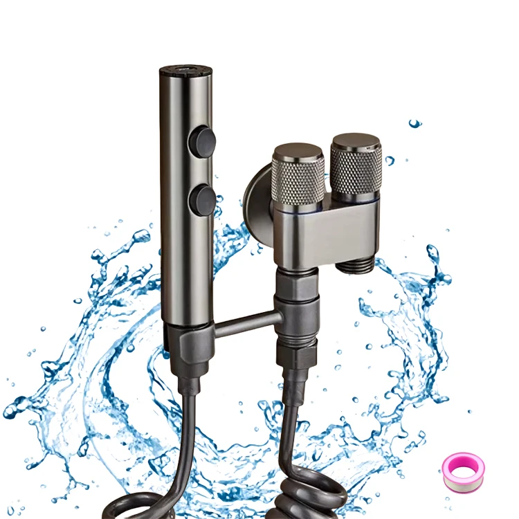 Toilet Spray Gun Set Two Modes for Bathroom Cleaning Feminine Cleansing Bidets Stainless Steel Handheld Spray Gun Accessories