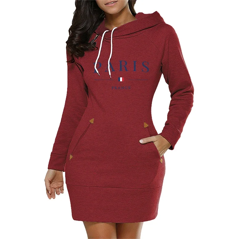 Comfortable Midi Dresses Hot Sales Collar Zipper Design Fashion Simplicity Autumn 2024 Winter Hoodies Casual Pocket Long Sleeves