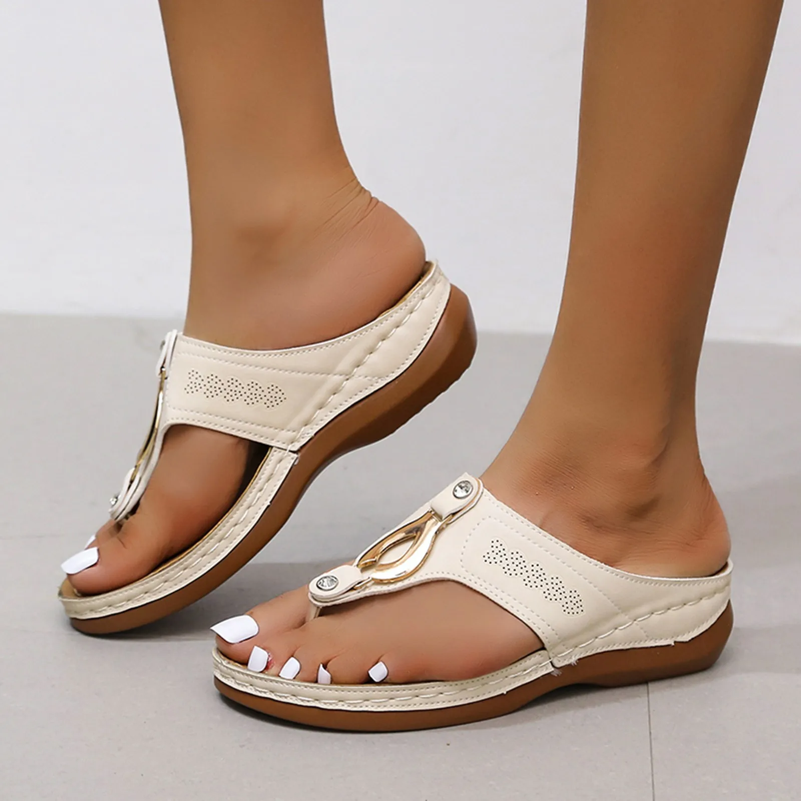 

Clip Toe Wedge Sandals Women 2024 Summer Thick Platform Beach Sandals Woman Low Heels Gladiator Sandalias De Mujer