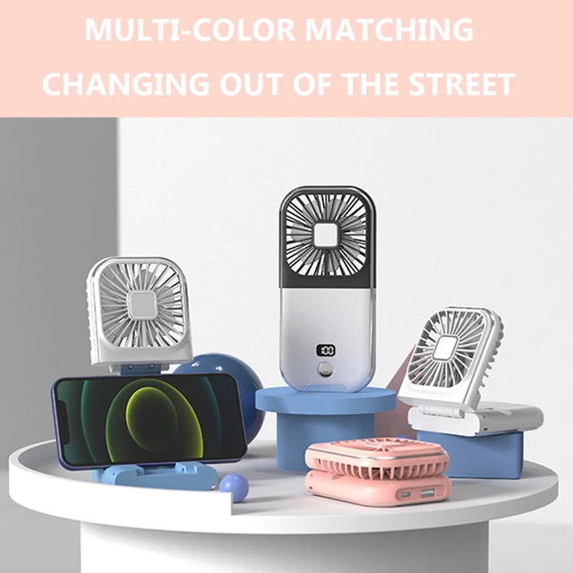 Hanging Neck Cooler Fans Digital Display Refrigeration Handheld Fan Mobile Phone Bracket USB Charging Multifunctional for Work 3