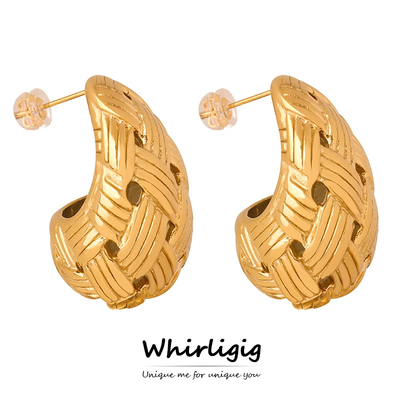 

Earrings For Women Stainless Steel Gold Plated Quality Drop Shape Earrings Girls Trending Weave Designer Jewelry Accessories
