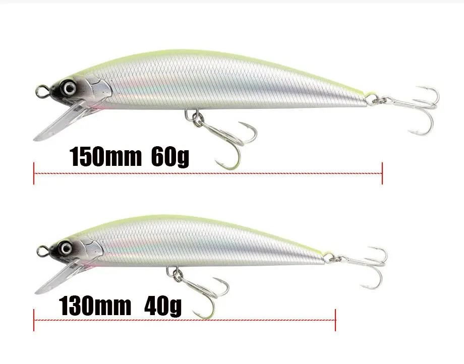 Angel köder sinkende Elritze 13cm 15cm 40g 60g Gewichts system Hart köder Pesca starke Drillinge Wobbler Jerkbait Swimbait Köder – Detail 3