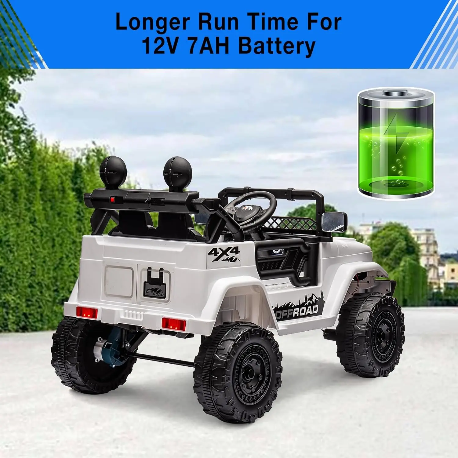 Electric Car For Kids, 12V Ride On Truck Car with Remote Control Spring Suspension, LED Lights, Music, 3 Speeds, Vehicle Toy