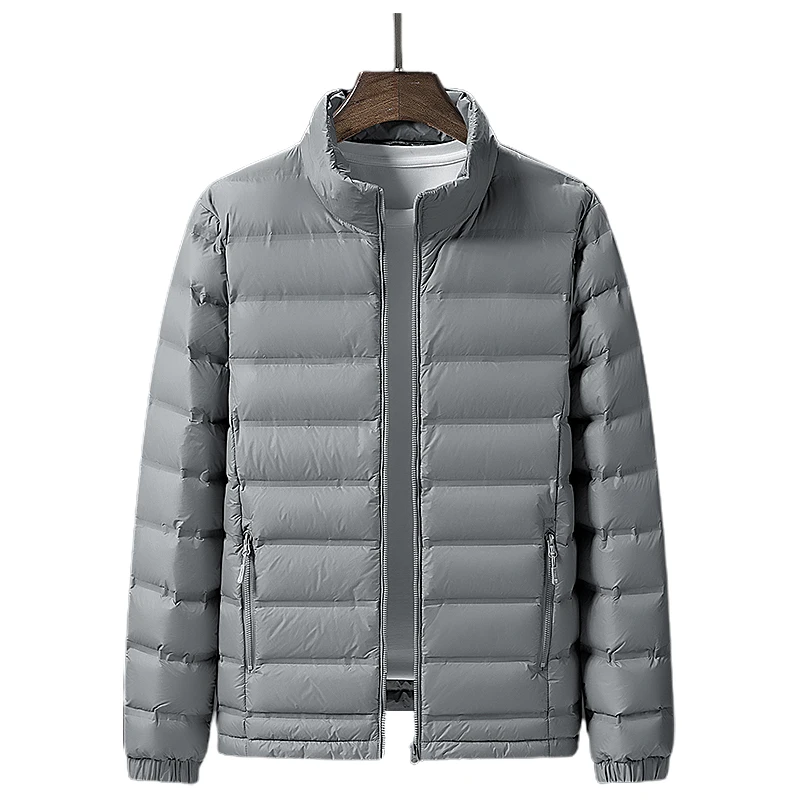 남성용 경량 다운 재킷, 청소년 캐주얼 스탠드 칼라, 화이트 덕 다운 코트, 플러스 사이즈, 5XL, 6XL, 7XL, 8XL, 가을, 겨울, 신상