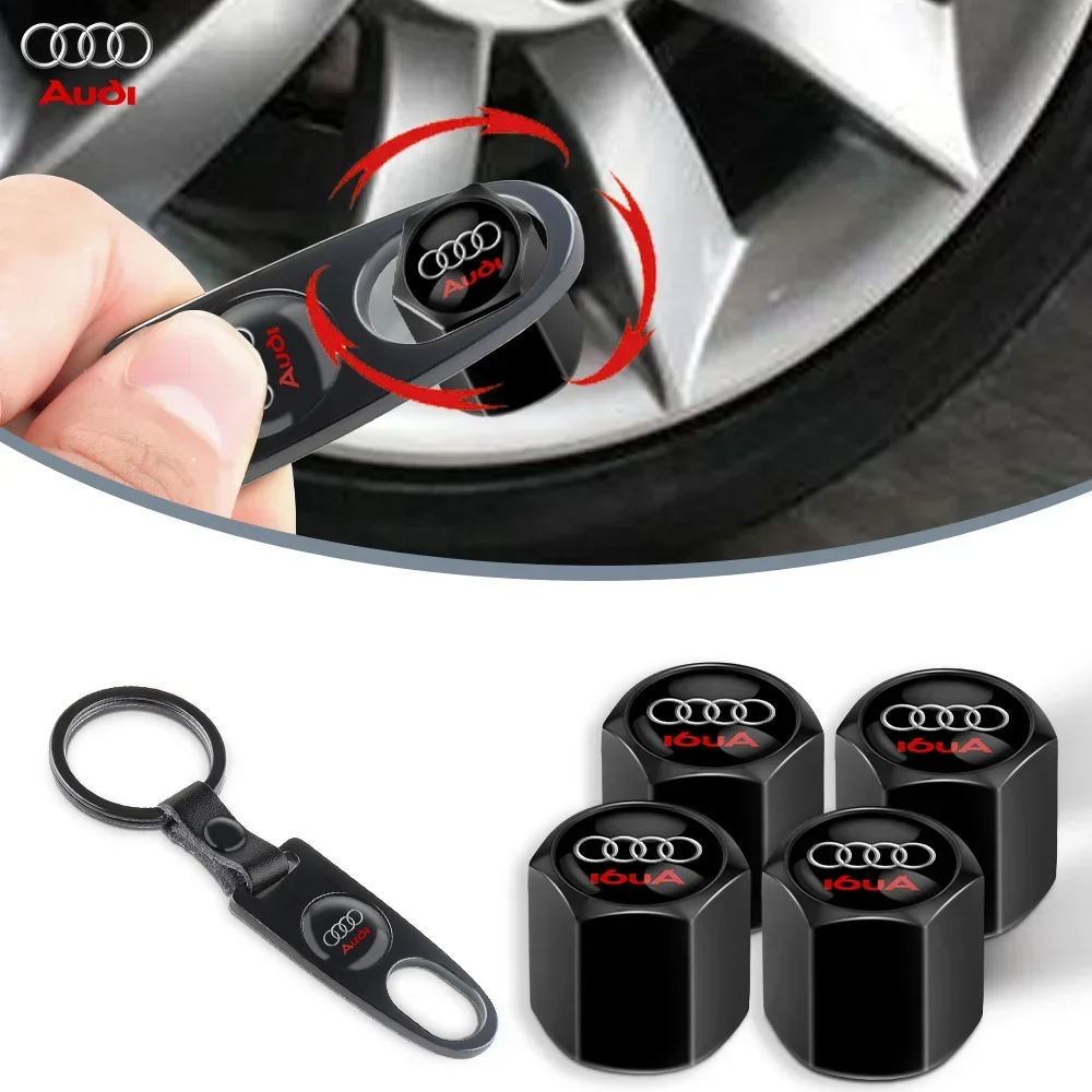 

3D Metal Car Wheel Tire Air Valve Caps with Screwdriver For Audi A4 A3 A5 A6 A1 A7 A8 Q2 Q3 Q5 Q6 Q7 Q8 Car Accessories Styling