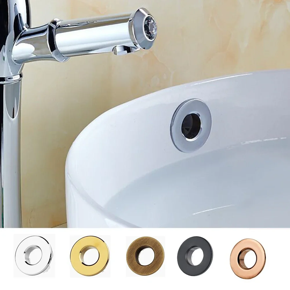 2pcs Sink Overflow Cover Decor Cap Metal Copper Bathroom Washbasin Hole Trim Overflow Ring Bathtub Faucet Accessories 23-25mm