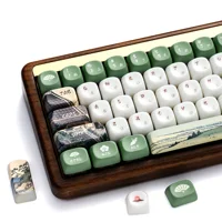 XVX Ceramic Glaze Coating Keycaps PBT MOA Profile 5 Side Dye Sublimation White and Green Key Cap 129 Keys