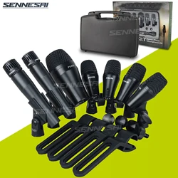 SENNE PGA-DMK7 7-Piece Wired Dynamic Drum Microphone Kick Bass, Instrument Tom/Snare & Cymbals Mic Set With Box Use,Top Quality!