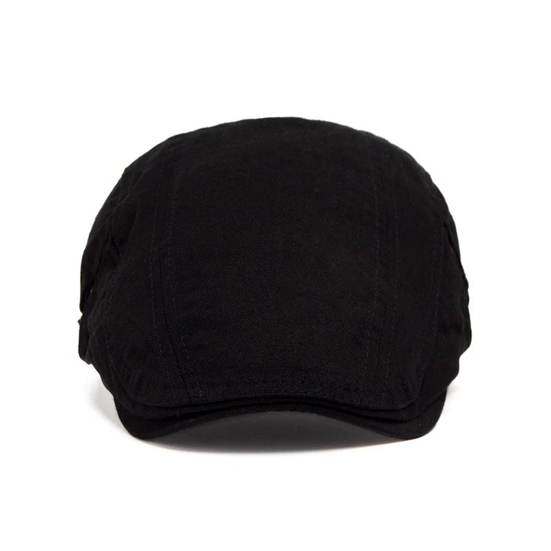 Men's Casual Berets Solid Color Vintage Cotton Visor Caps Summer