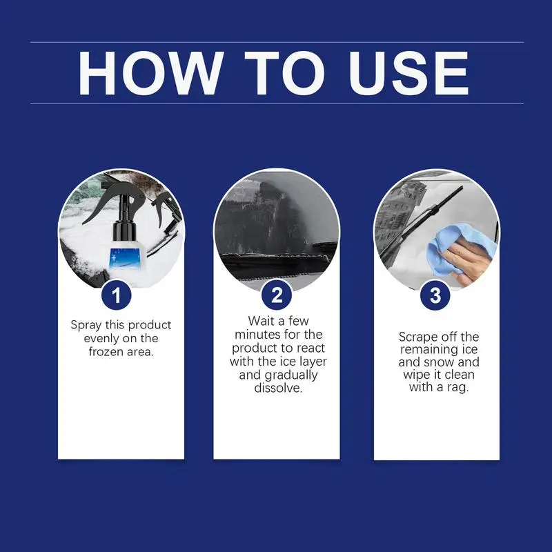 Deicer Spray For Car Windshield Car Deicer Windshield Defroster Spray De-Icer Frost Remover Ice Melt Fast Acting