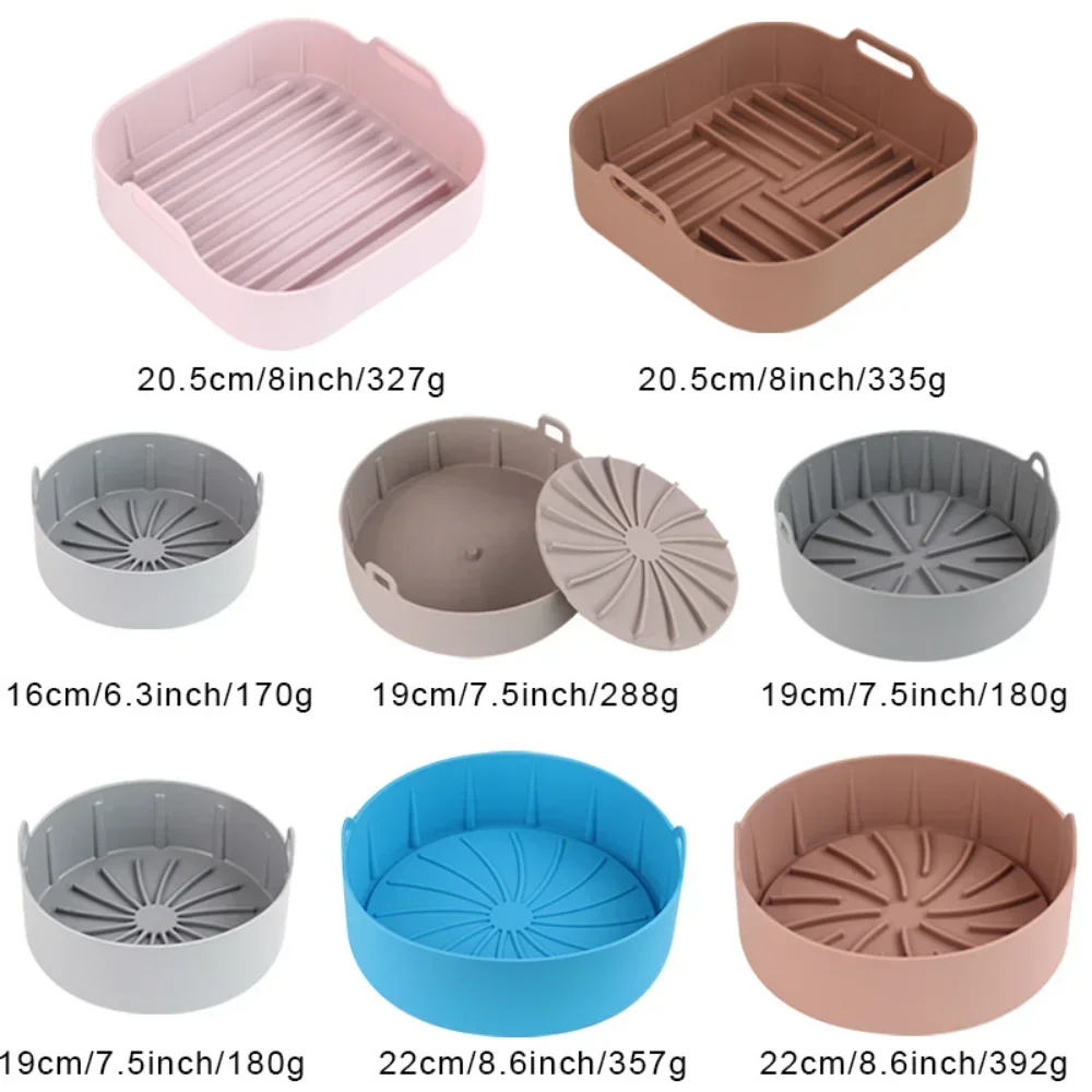 AirFryers Silicone Basket Pot Silicone Mold Air Fryers Easy Clean Oven Baking Trays Pizza Plate Grill Pan Air Fryers Accessories images - 6