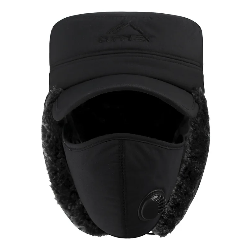 Fashion New Winter Bomber Hats Men's Northeast Mask Ushanka Lei Feng Hat Outdoor Windproof Keep Warm Thick Earmuffs Flat-Top Cap 2