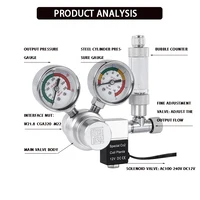 DIY Aquarium CO2 regulator solenoid valve bubble meter plant water grass tankCO2 reaction control system pressure reducing valve 2