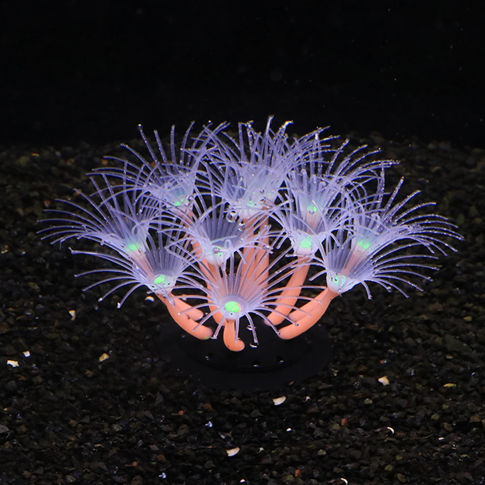 1Pc Silicone Glowing Artificial Coral Fish Tank Decorations Glow