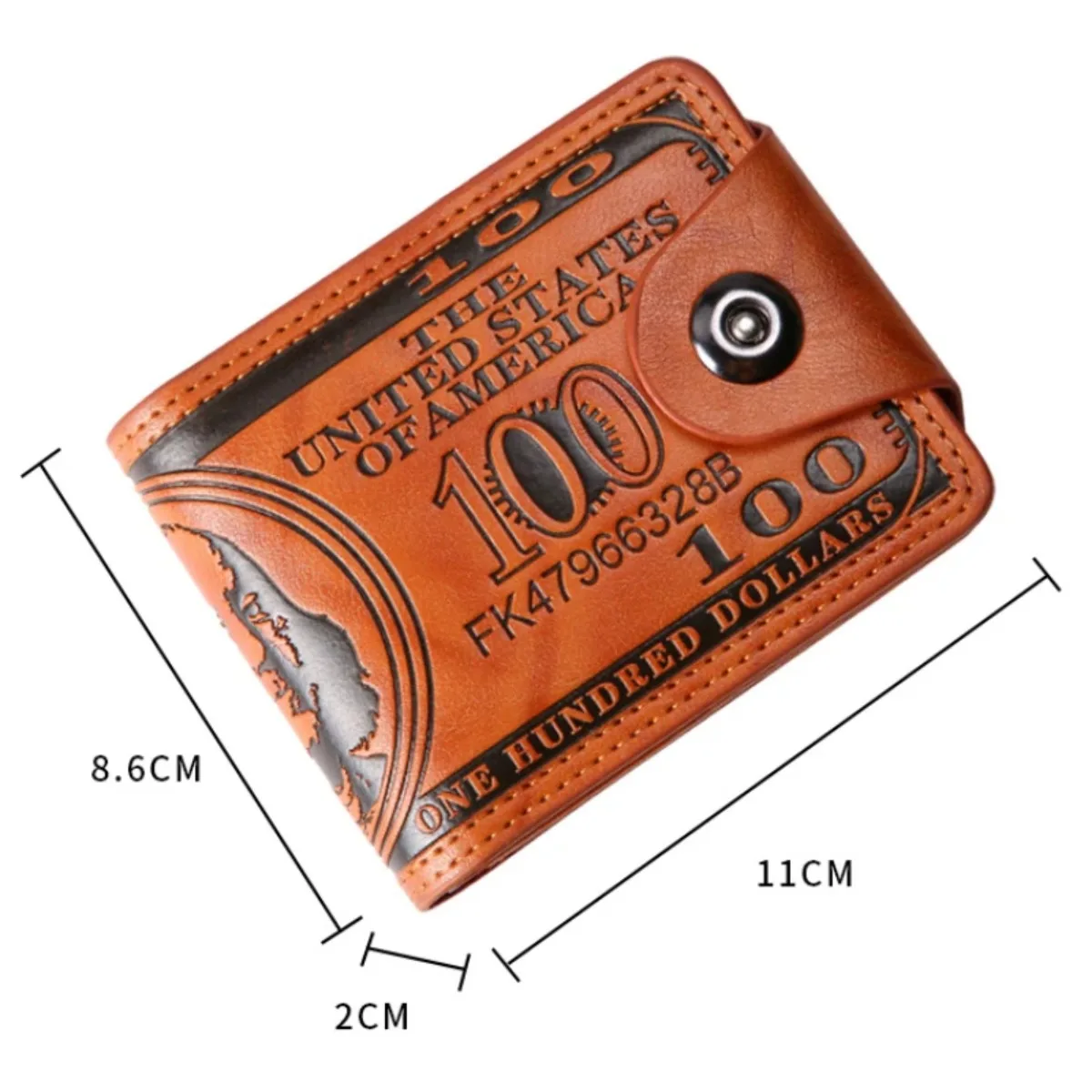 Men's Wallets with 100 US Dollar Pattern Hasp Male Leather Wallet with Zipper Card Holder Coin Pocket Purse cartera hombre - 6