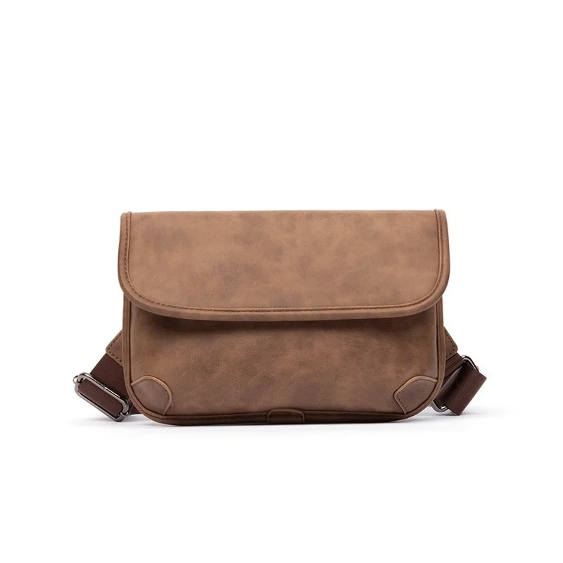 Casual Fashion Crossbody Bag Men Small Square Bag Soft PU Leather Shoulder Bag Mens Mobile Phone Bag Handbag Male Messenger Bag