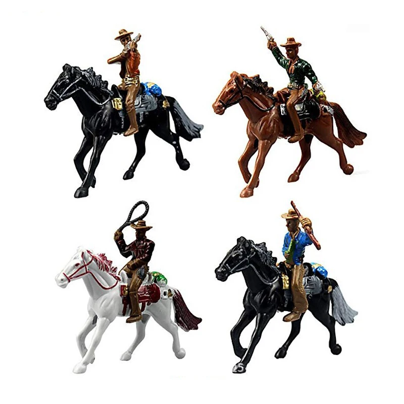4bags/lot Indian Wild West Cowboy Country Life Cow Boy with Horse Tree PVC Anime Action Figure Christmas Decoration Model Toy