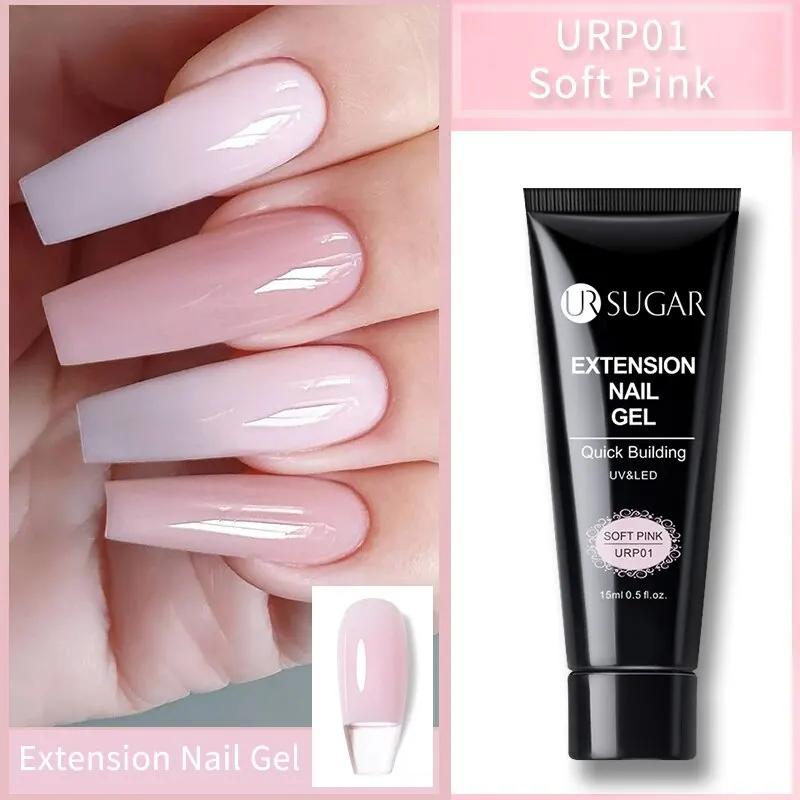 UR SUGAR 6Pcs/Set 15ml Nail Extension Gel Soak Off UV LED Acrylic Crystal White Clear Nude Gel Nail Polish UV Gel Polish 2