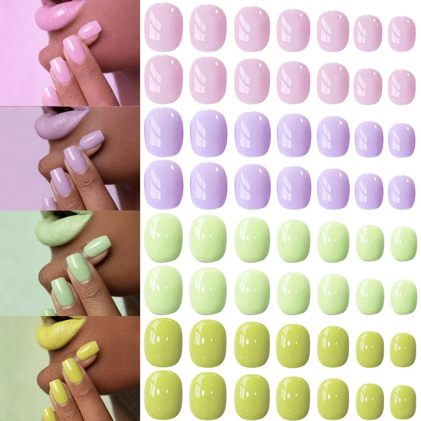 96PCS-Matte Style Pressed Medium Square Solid Color Nail Acryl Fake Nail Coffin Acryl Nail – Detail 7