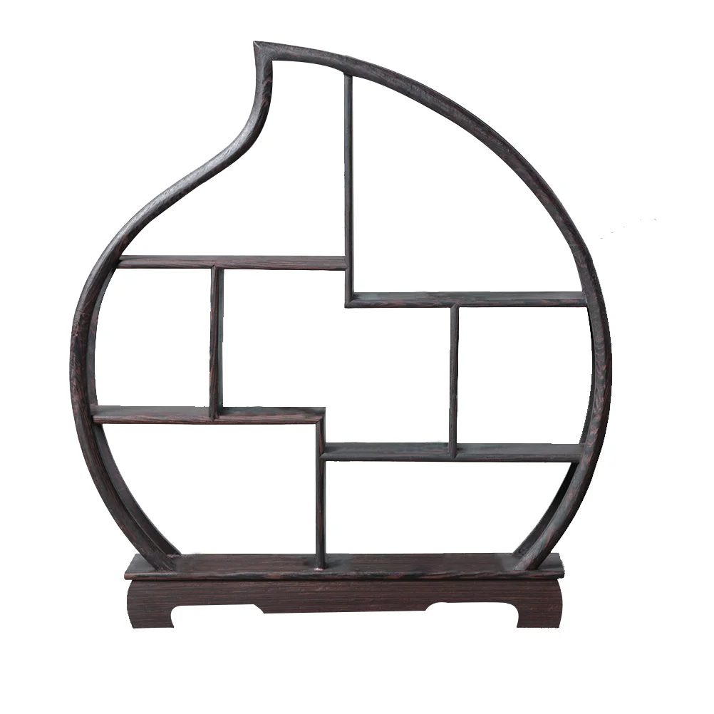 

Rosewood Crafts Shelf Compartment Traditional Chinese Rosewood Round Wooden Display Shelf for Tea Pots Crafts Figurines (