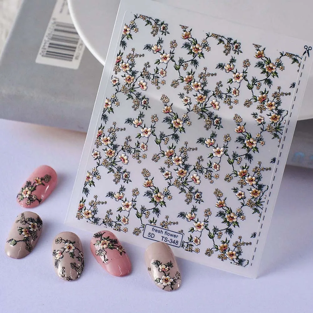 

Fresh Flowers Girls Favor Flowers DIY 5D Nail Sticker Gel Polish Transfer Slider Self Adhesive Manicure Tips