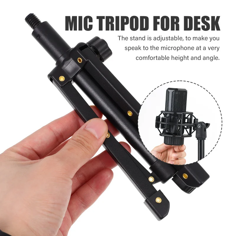 Portable Microphone Stand Desktop Tripod Table Stand Adjustable Mic Mic Clip Holder Bracket Lightweight Bracket microphone stand