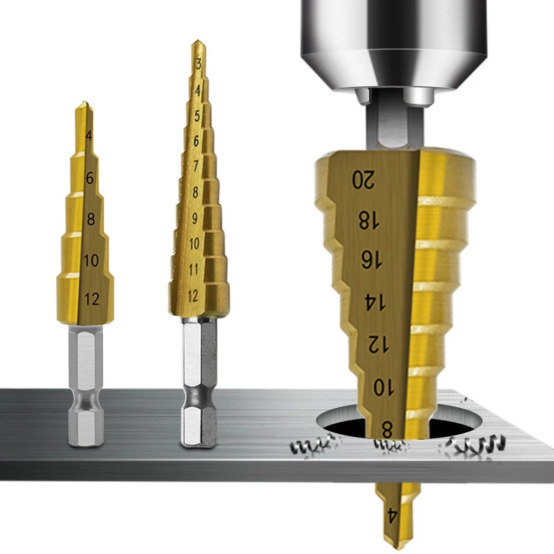

3pcs 4241 material hexagonal handle step drill/pagoda drill/twist drill steel plate hole opener drill bit set drill bits tools