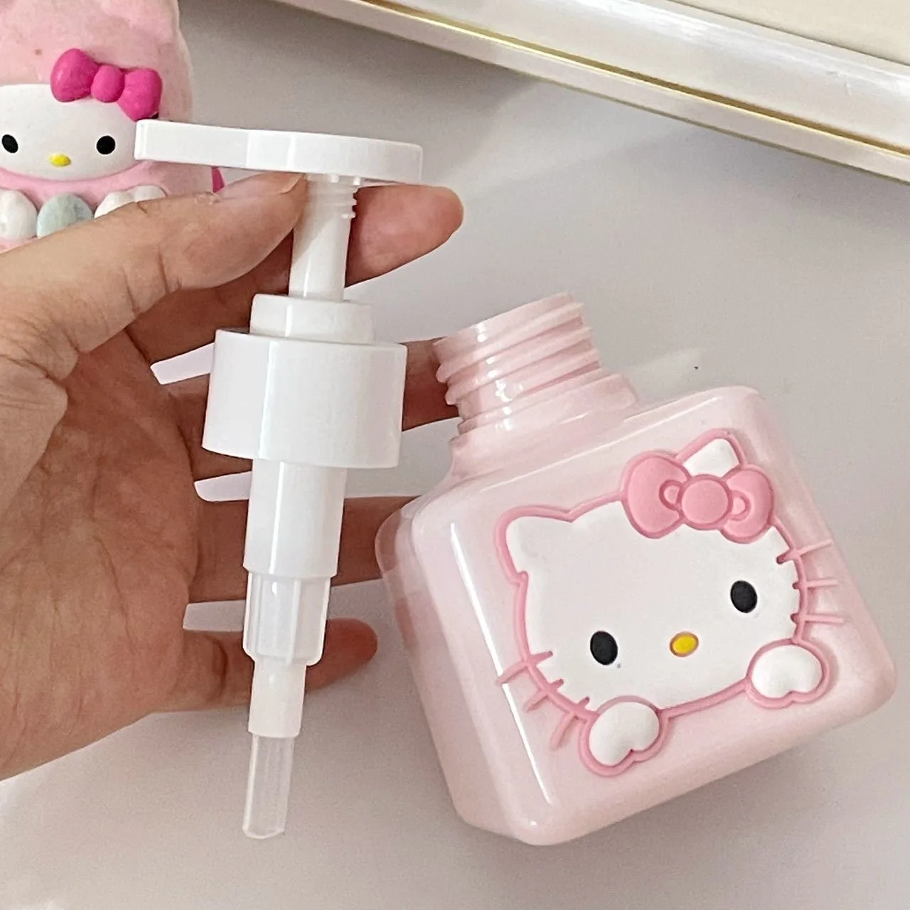 Pink Kawaii Hello Kitty Portable Hand Sanitizer Bottle 2