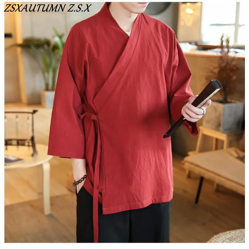 Men Chinese Style Shirt Traditional Chinese Style Hanfu Tops Men Shirt
