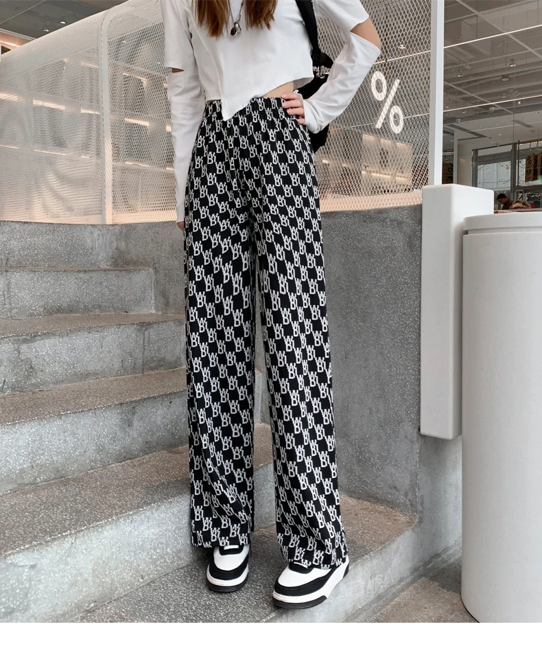 vuori joggers elastic knitted Pants Fashion Women Casual Loose Wide Leg Trousers Retro Straight Trousers Hip-hop Unisex Streetwear cargo pants for women