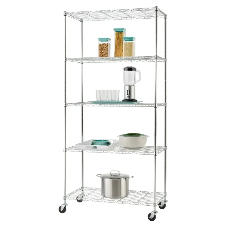 

5-Tier 36"x18" Wire Shelving Unit with Wheels,