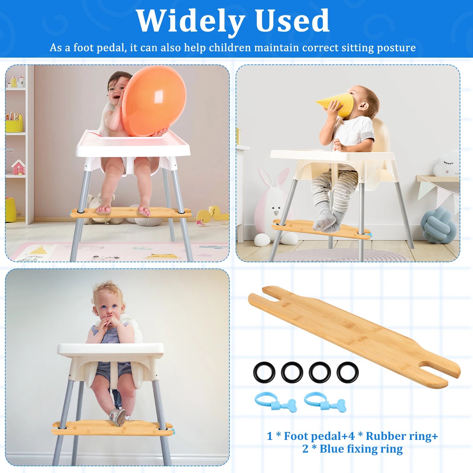 Reposapiés para Silla Alta de Bebé, Altura Ajustable, Pedal para Silla Alta de Bebé, Reposapiés de Bambú Natural para As