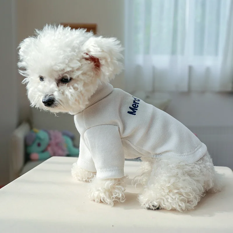 

Fashion White Pet Bottoming Shirt Teddy Warm Pullover Martis Two Legs Clothes Solid Color Dog Clothes Pet Supplies