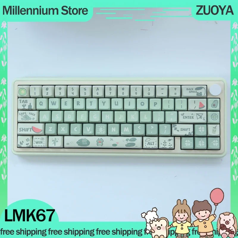

Клавиатура Zuoya LMK67 Механическая беспроводная, 3 режима, 2,4 ГГц, Bluetooth, 66 клавиш, RGB подсветка, пользовательские игровые клавиатуры для ПК, подарки