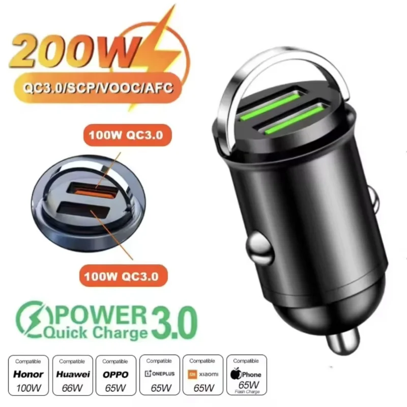 2025 200W Fast Charging IPhone QC3.0 Mini PD USB Type C Car Mobile Phone Charger For Xiaomi Samsung Huawei_voghion.com