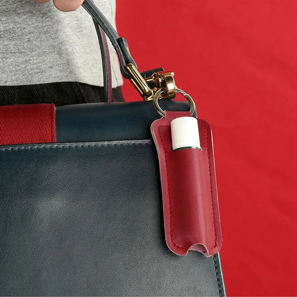 Mini custodia per rossetto, in pelle PU, organizer per rossetti, porta rossetto, borsa da viaggio con portachiavi, custodia portatile per trucco, scatola porta rossetti, per donne e ragazze, rosa, 1