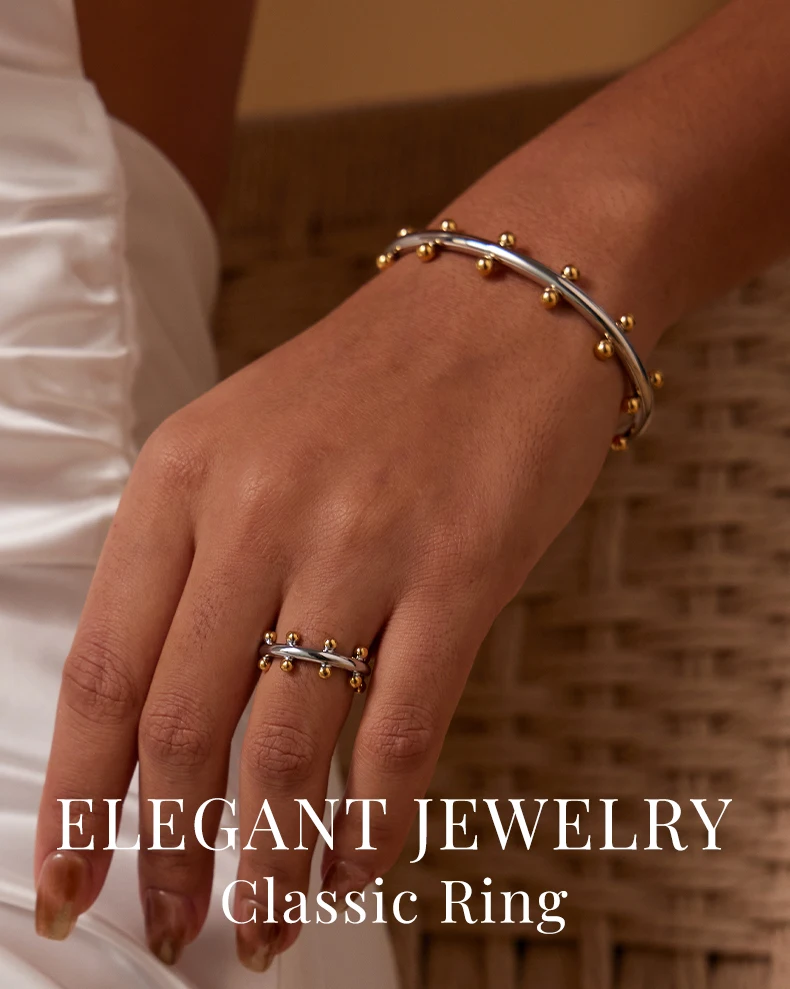 Double Row Ball Midi Ring – Gold Color 18K Plated Knuckle Ring