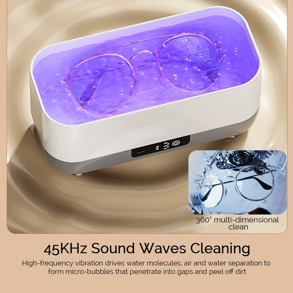 Portable Ultrasonic Cleaner Ultrasound Glasses Washing Machine Lens Washer Makeup Brush Ring Jewelry UV Sterilization Cleaning