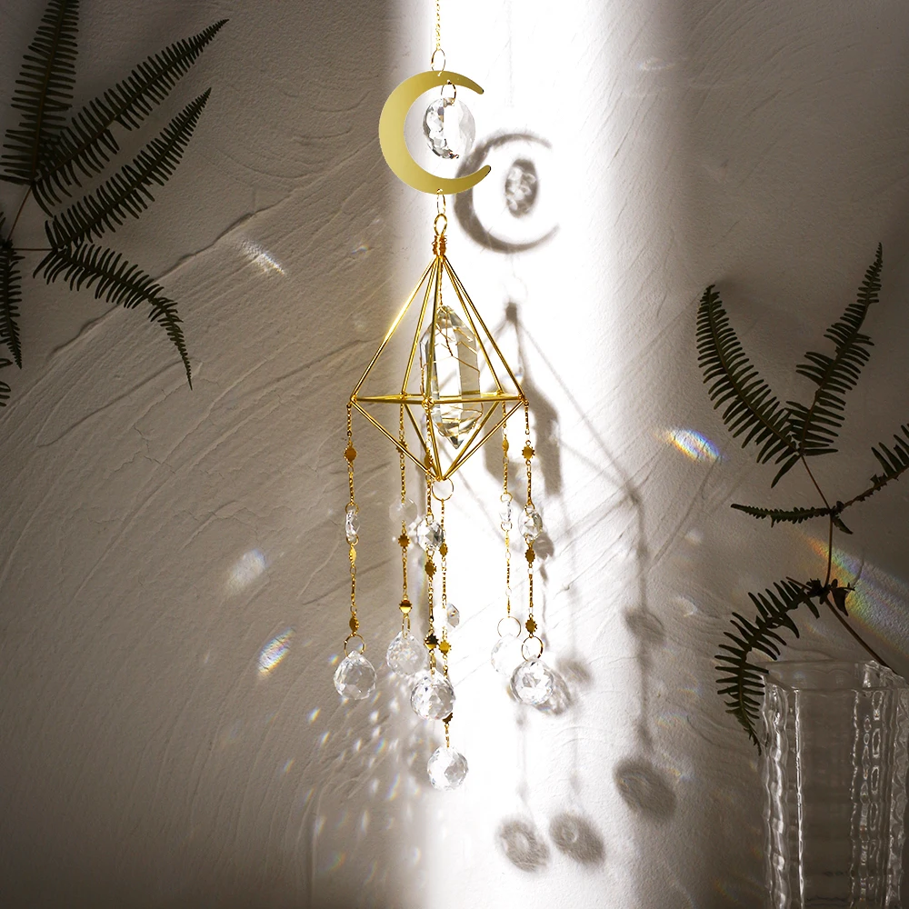 Large Suncatcher Crystal Rainbow Prism Glass Ball Wind Chimes Garden Window Fairy Sun Catcher Home Decor Ornaments Wall Gift Sun Catcher Crystal Pendant Sun Catchers Window Ornament